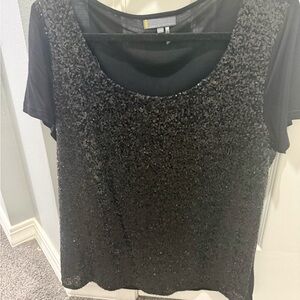 i jeans by Buffalo Black Sequin Short Sleeve Top